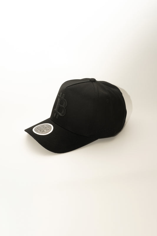 All-Black Bitcoin High-Crown Strapback Cap