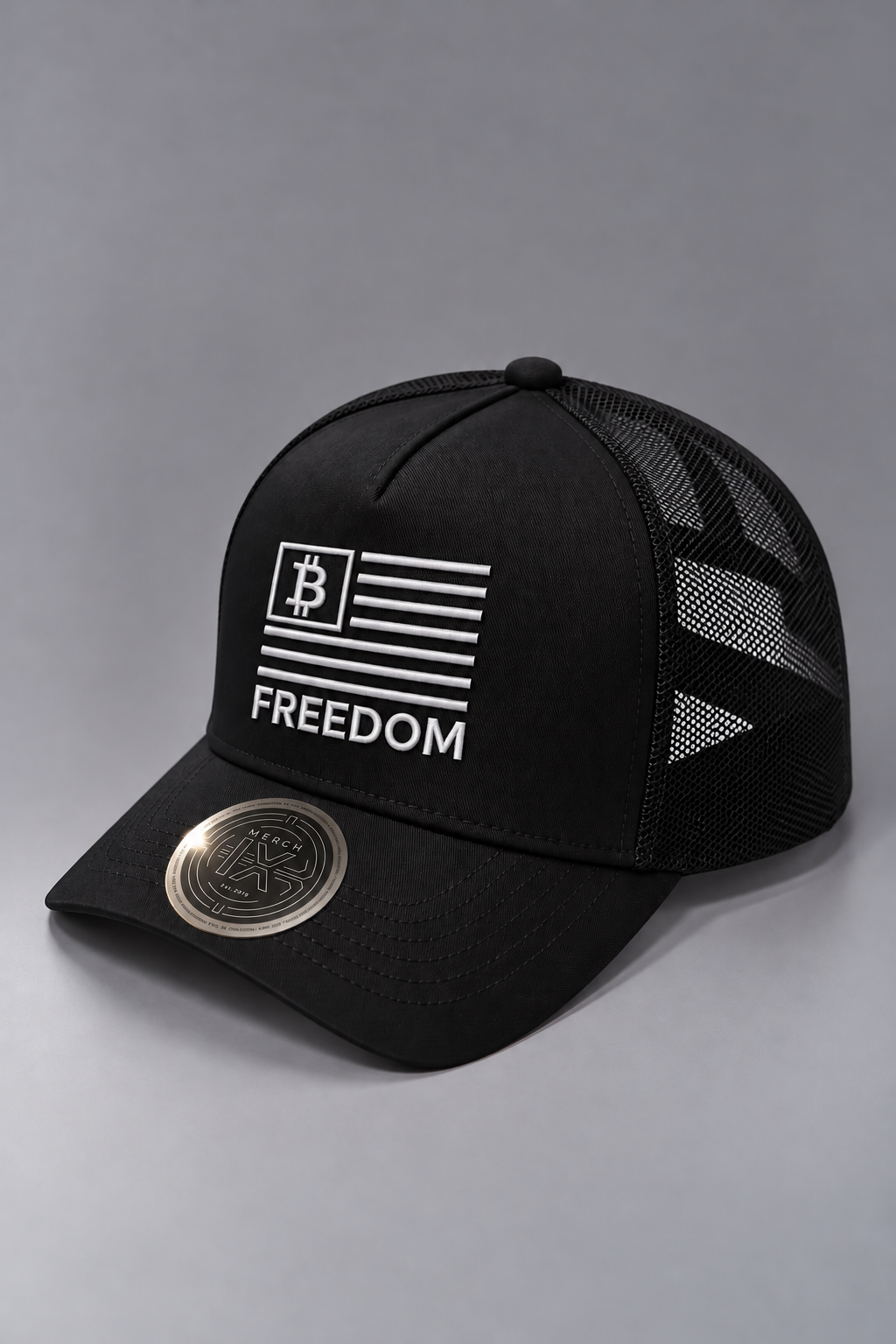 Merch IX Bitcoin Freedom Trucker Hat - Black