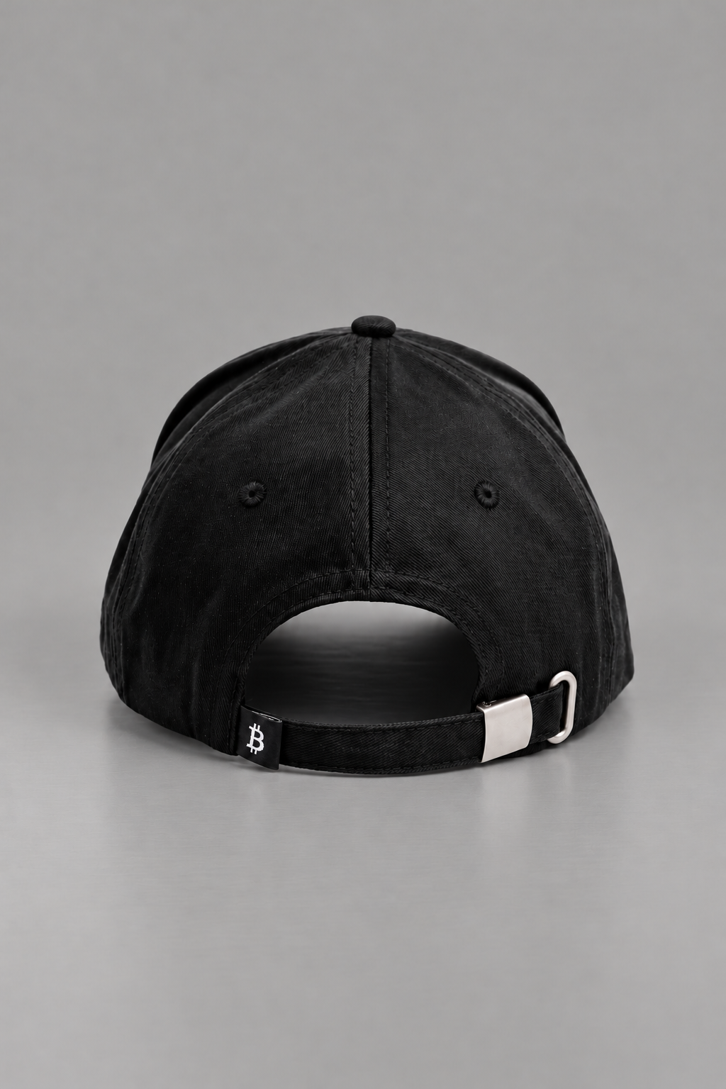 All-Black Bitcoin High-Crown Strapback Cap