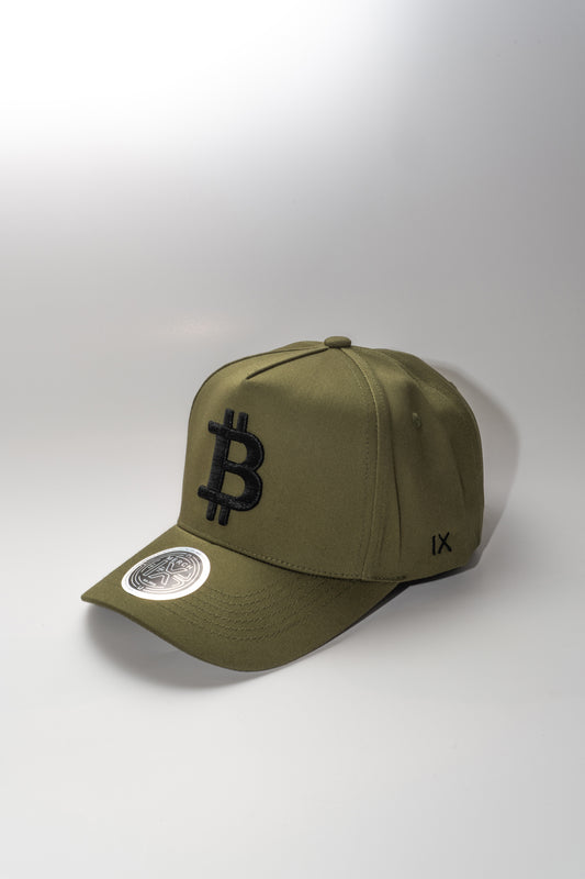 Military Green Bitcoin Hat - High-Crown (Strapback)