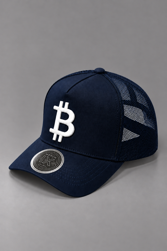 Navy Bitcoin Trucker Bat (Snapback)