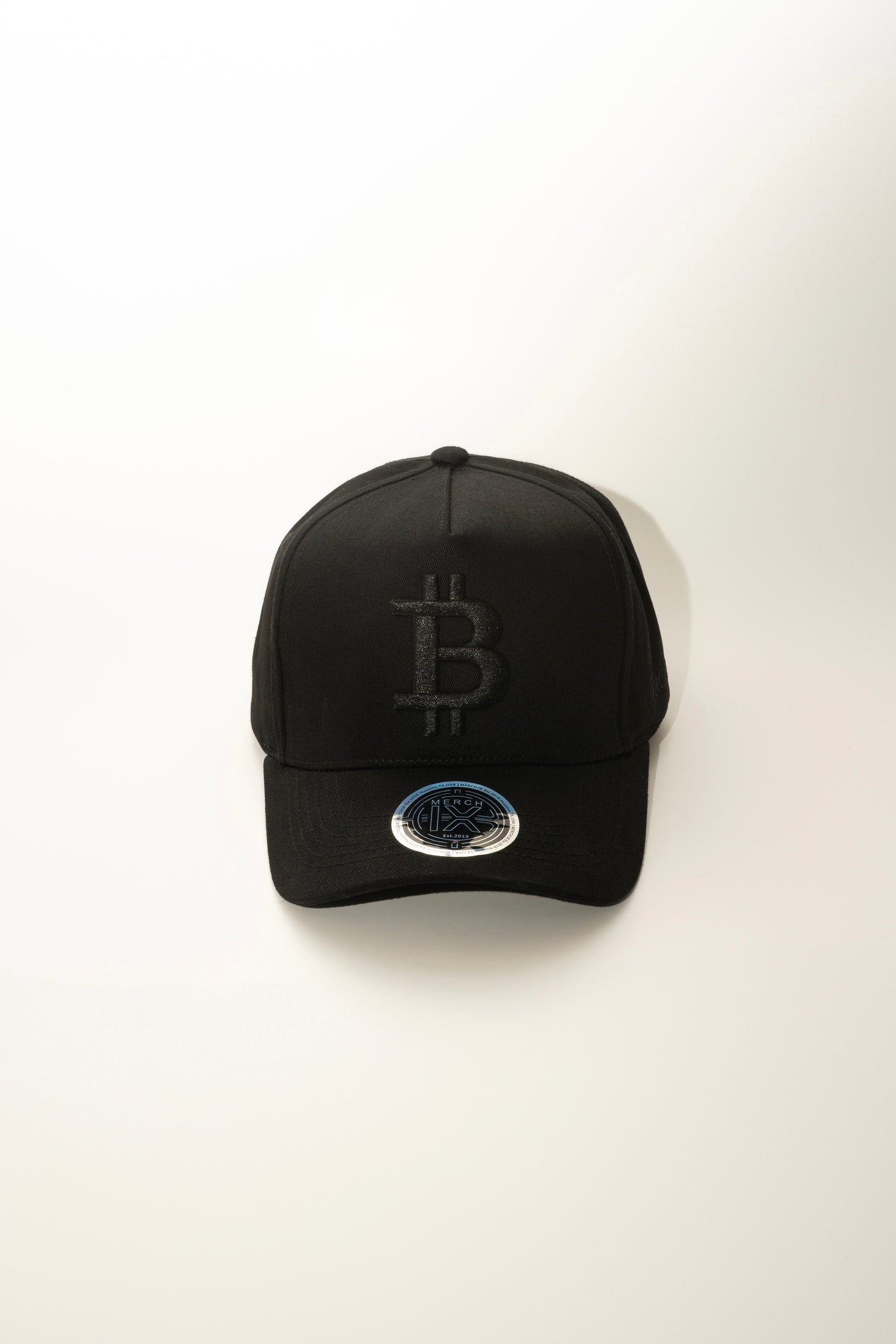 All-Black Bitcoin High-Crown Strapback Cap