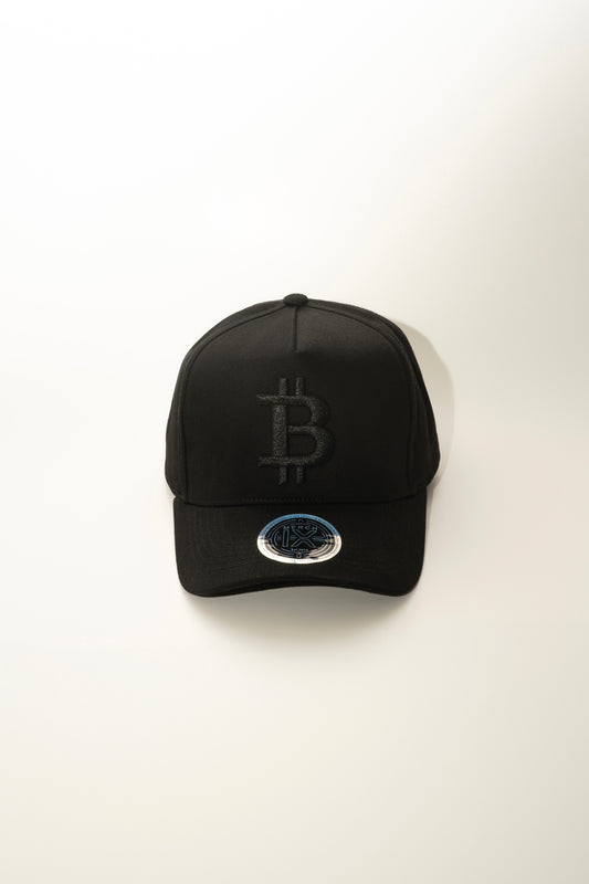 All-Black Bitcoin High-Crown Strapback Cap