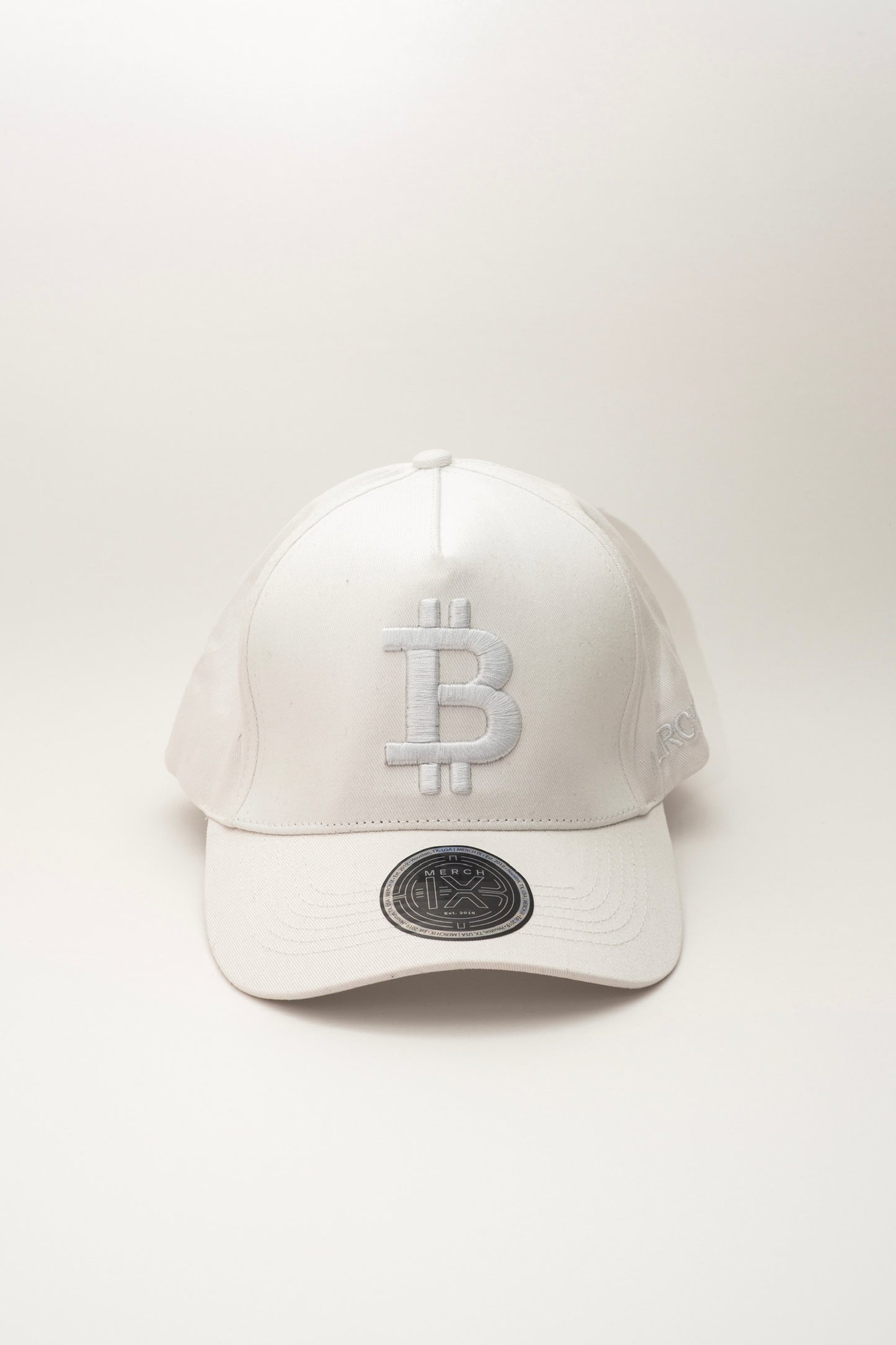 Merch IX All-White Bitcoin Cap (High-Profile Strapback)