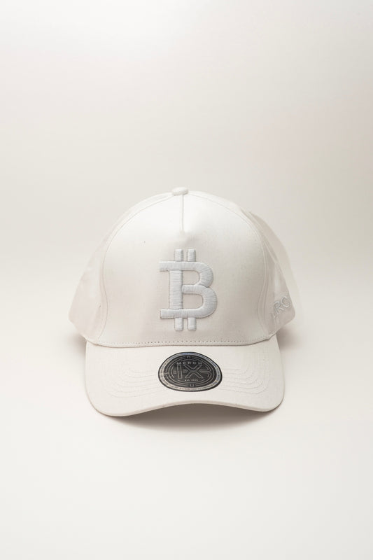 Merch IX All-White Bitcoin Cap (High-Profile Strapback)