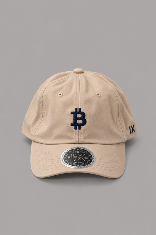 Signature Bitcoin Cap - Beige / Yale Blue (Relaxed-fit)