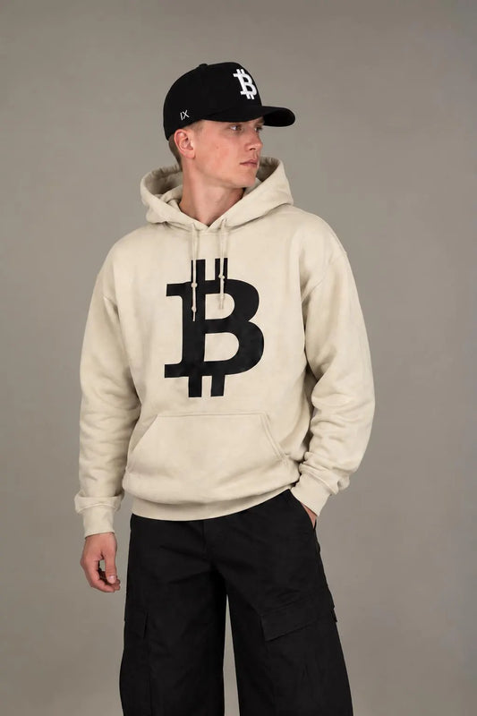 Bitcoin Symbol Hoodie - Bone White