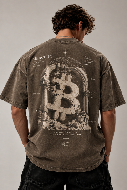 Bitcoin Proof of Work Oversized Tee - Vintage Brown
