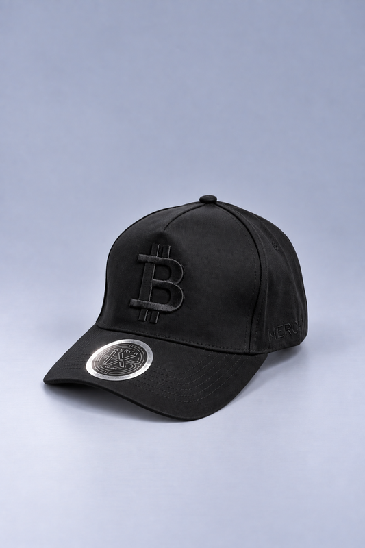 All-Black Bitcoin High-Crown Strapback Cap