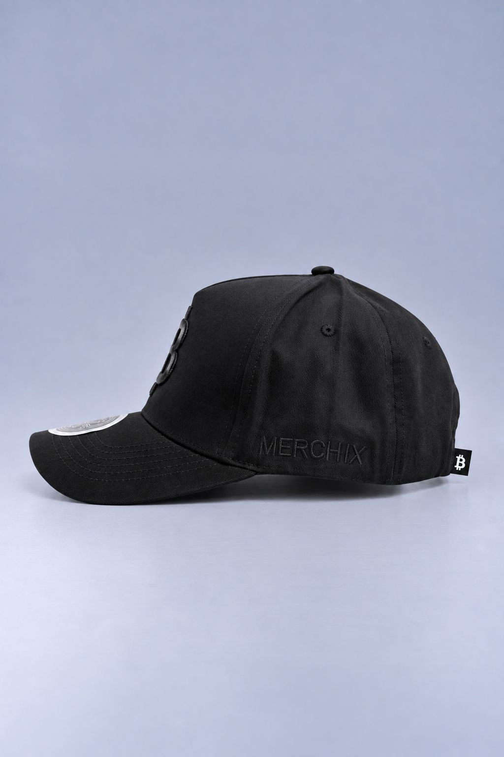All-Black Bitcoin High-Crown Strapback Cap