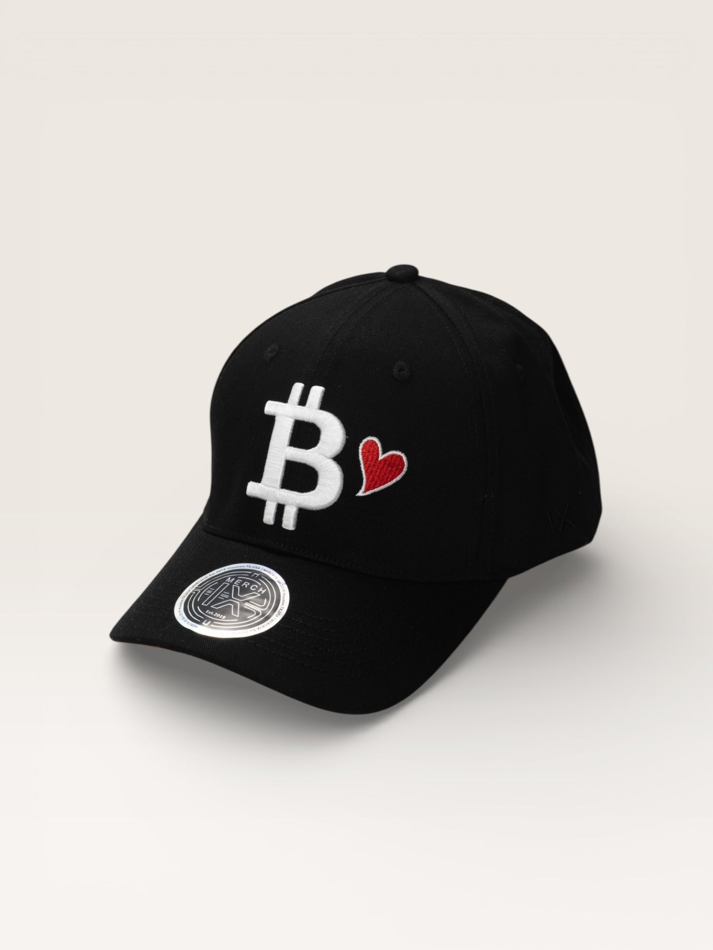 Bitcoin Heart Structured Cap - Black / Red Underbrim (Strapback)