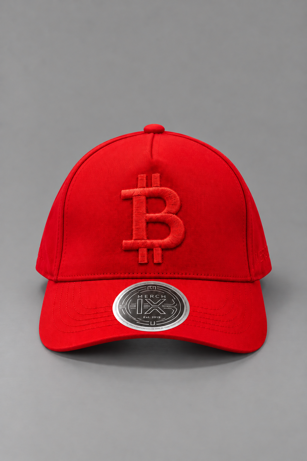 Red Bitcoin Snapback - High-Crown Structured Cap