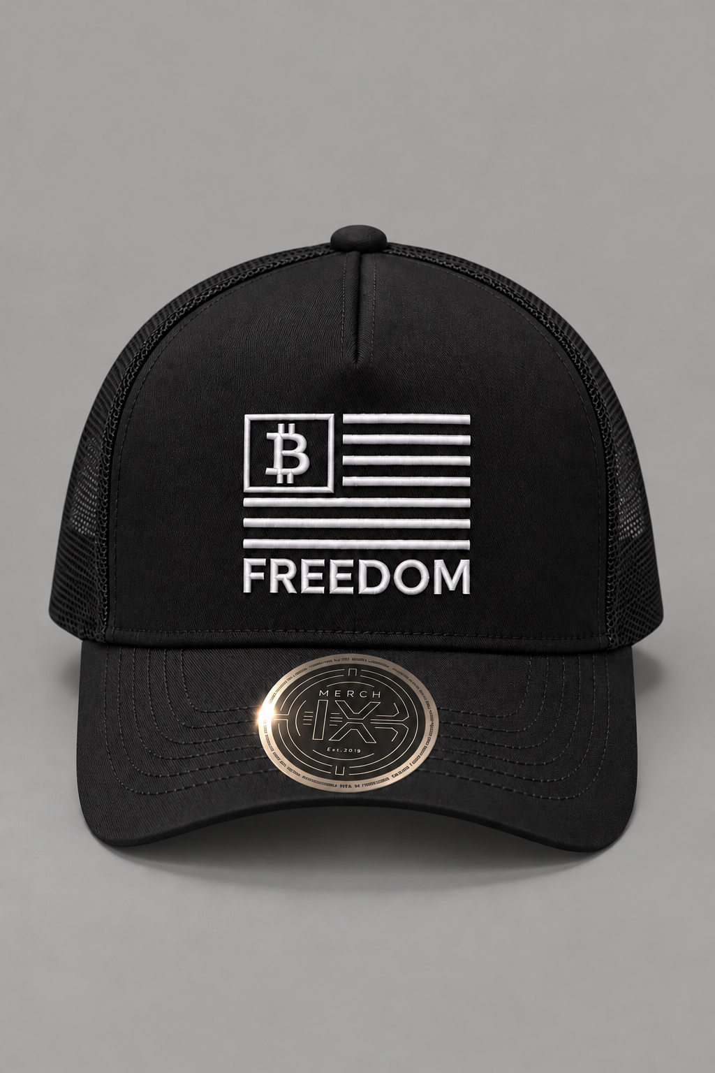 Merch IX Bitcoin Freedom Trucker Hat - Black