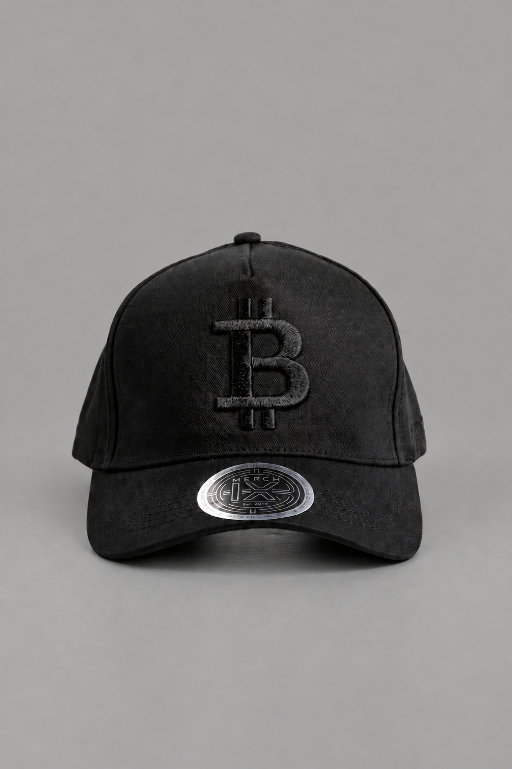 All-Black Bitcoin High-Crown Strapback Cap