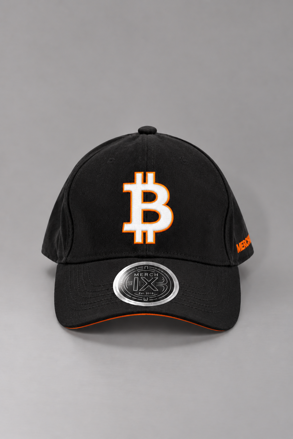 Merch IX Black & Orange Bitcoin Snapback - (High-Crown)