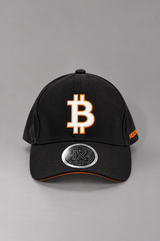 Merch IX Black & Orange Bitcoin Snapback - (High-Crown)