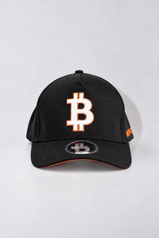 Merch IX Black & Orange Bitcoin Snapback - (High-Crown)
