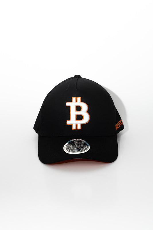 Merch IX Black & Orange Bitcoin Snapback - (High-Crown)