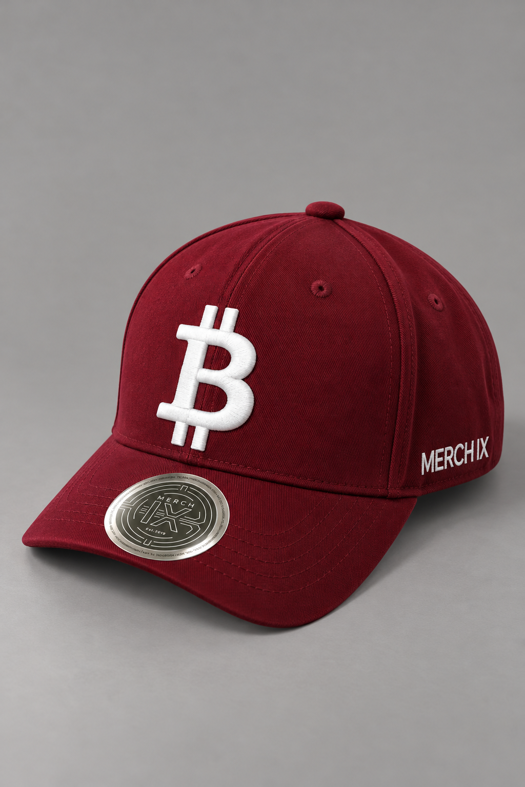 Burgundy Bitcoin Hat | Embroidered BTC Cap | MERCH IX