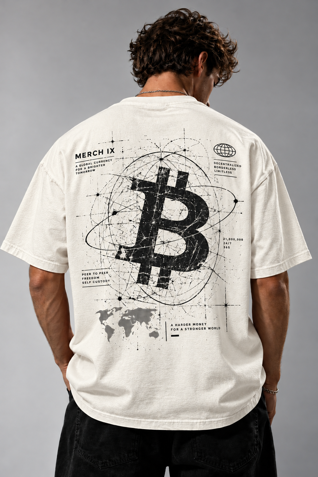 Futuristic Bitcoin T-Shirt (Beige)