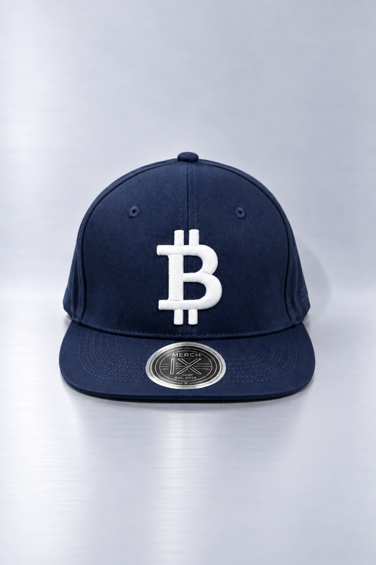 Merch IX Bitcoin Flat-Brim Strapback - Navy