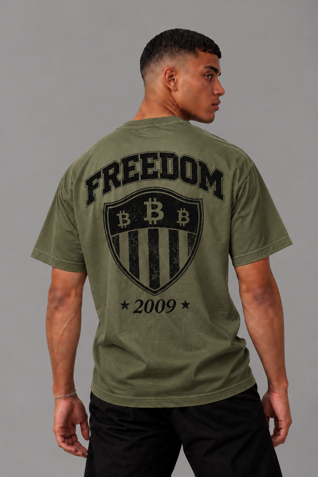 Bitcoin Freedom Comfort Fit T-Shirt – Army Green| Merch IX