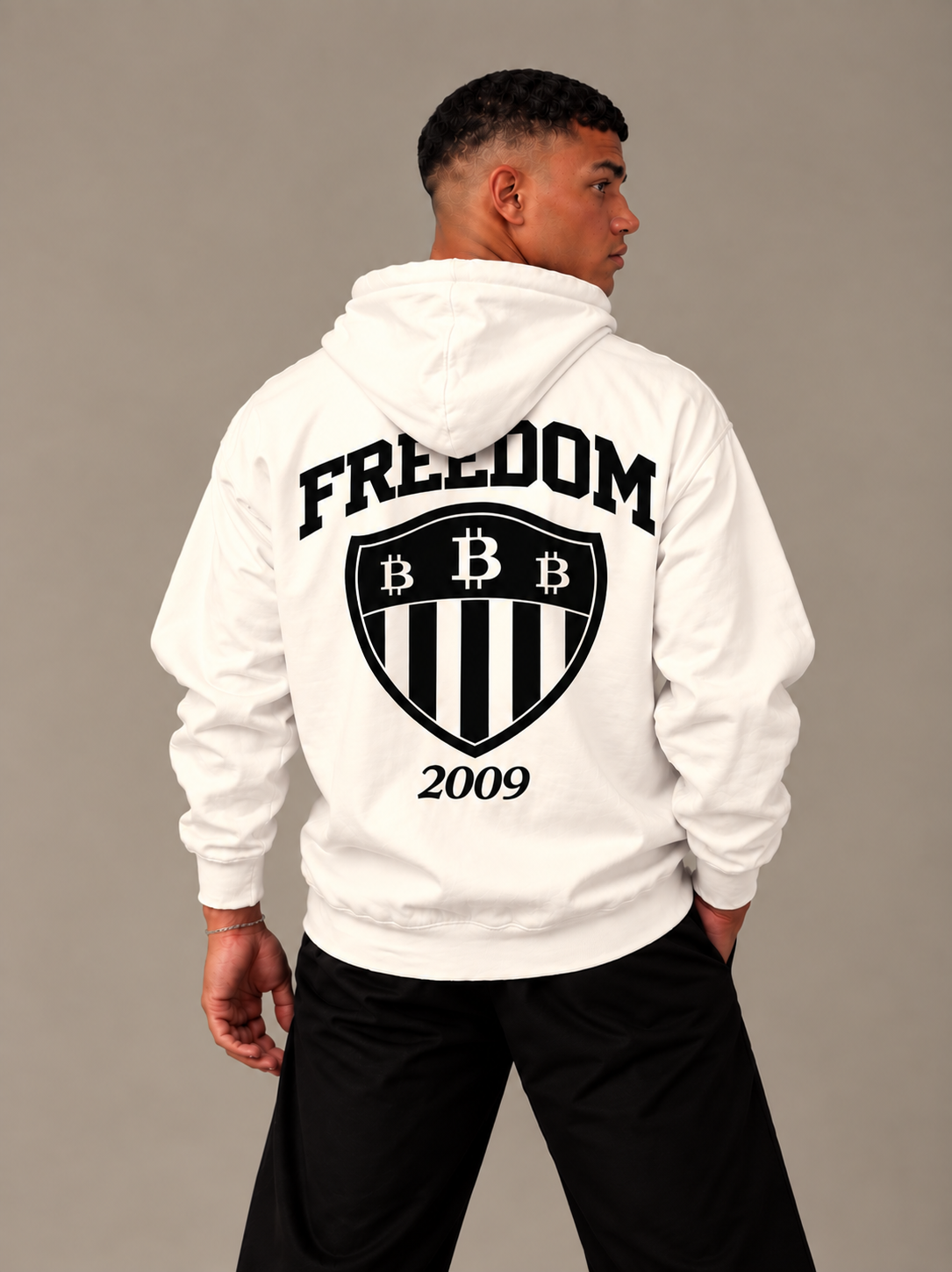 Bitcoin Freedom Shield Hoodie - White | Merch IX