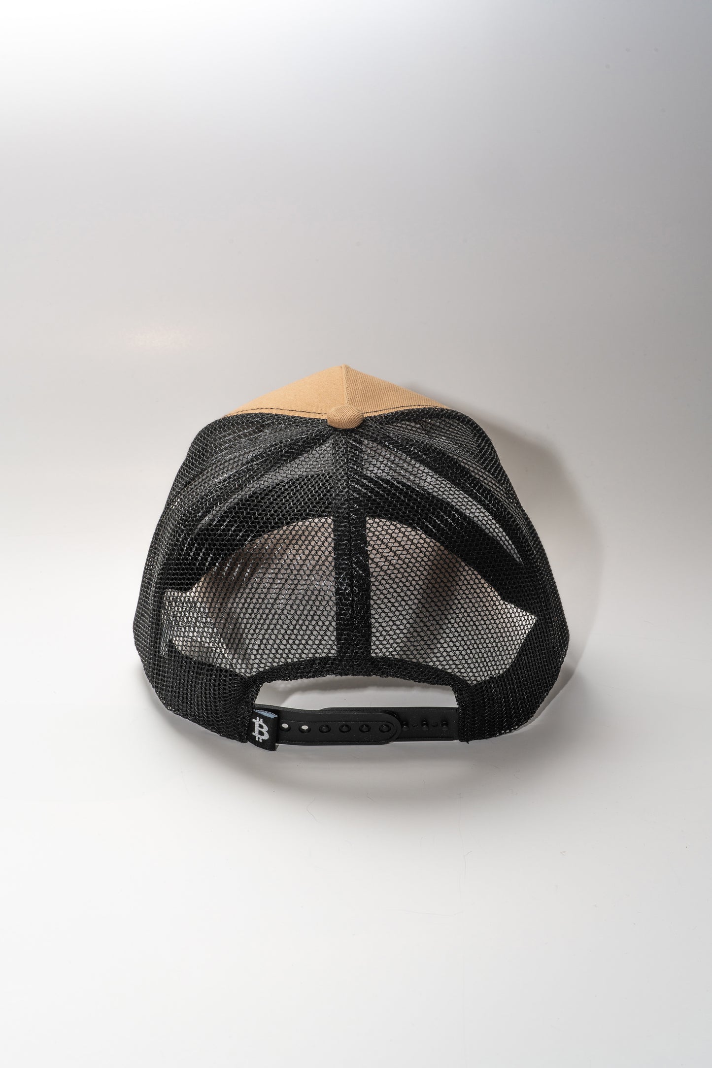Khaki Bitcoin Trucker Hat - High-Crown Structured Cap