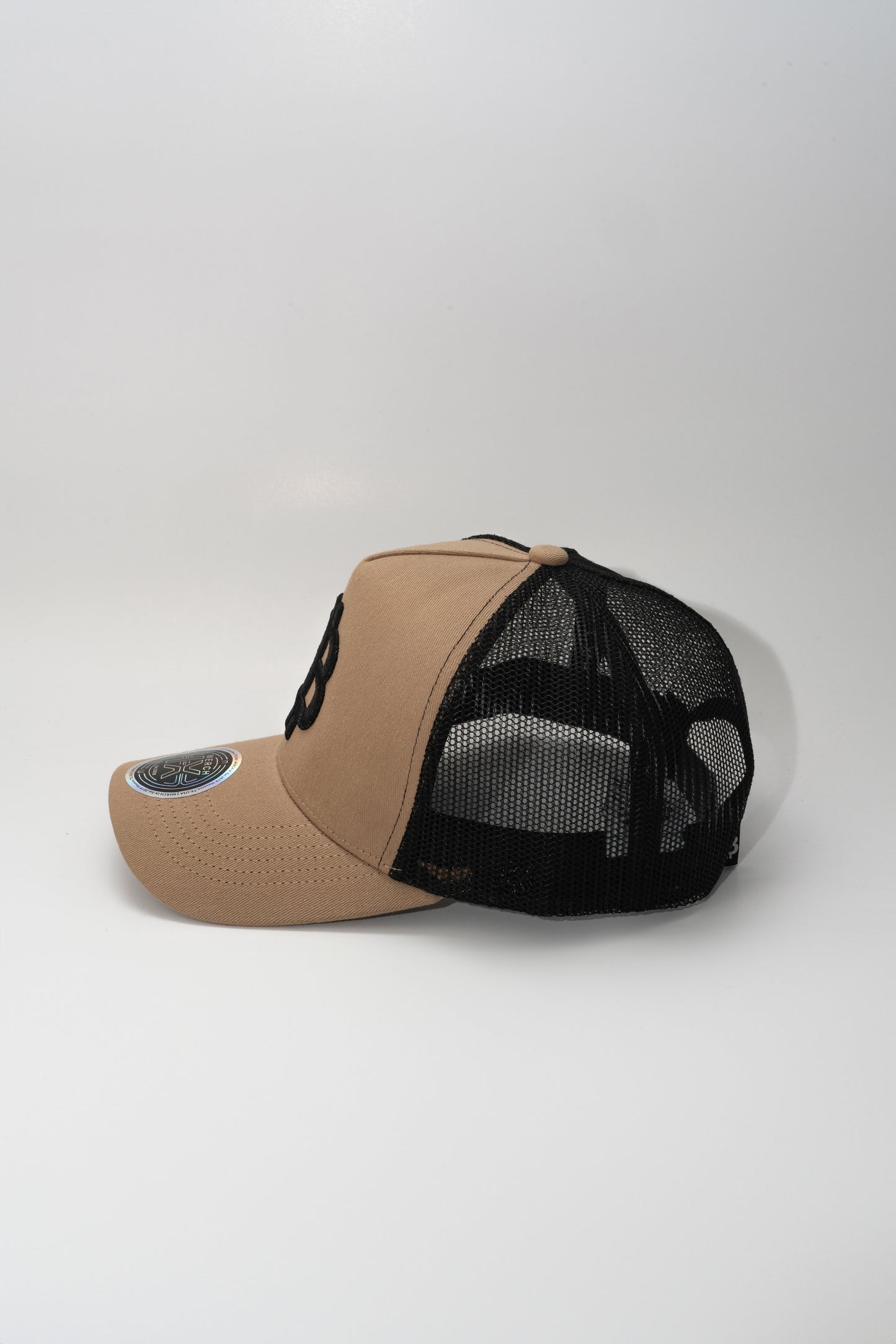 Khaki Bitcoin Trucker Hat - High-Crown Structured Cap