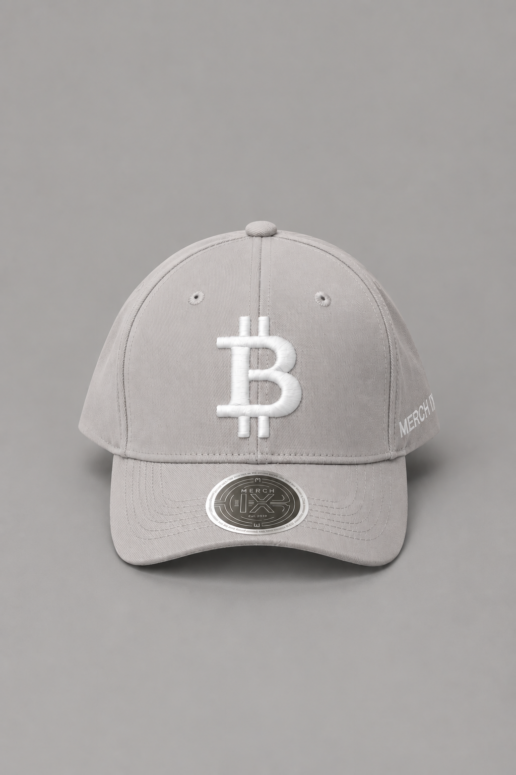 Grey Bitcoin Strapback Cap - Mid-profile | Merch IX