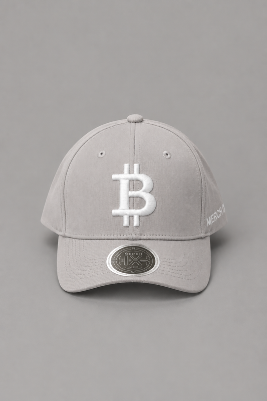Grey Bitcoin Strapback Cap - Mid-profile | Merch IX