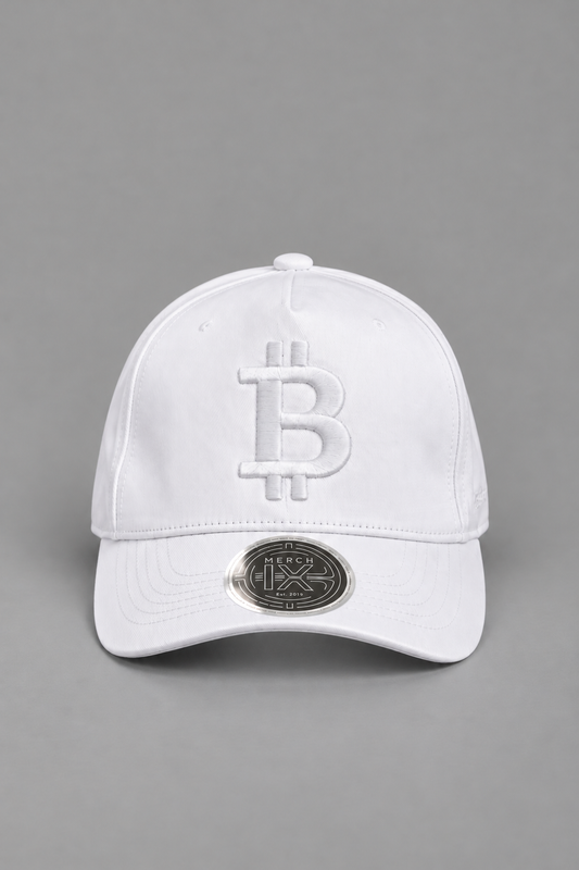 Merch IX All-White Bitcoin Cap (High-Profile Strapback)