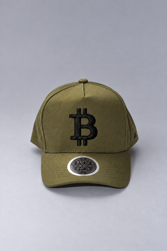 Military Green Bitcoin Hat - High-Crown (Strapback)