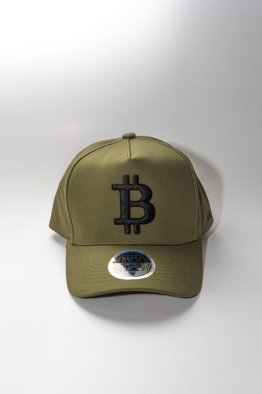 Military Green Bitcoin Hat - High-Crown (Strapback)
