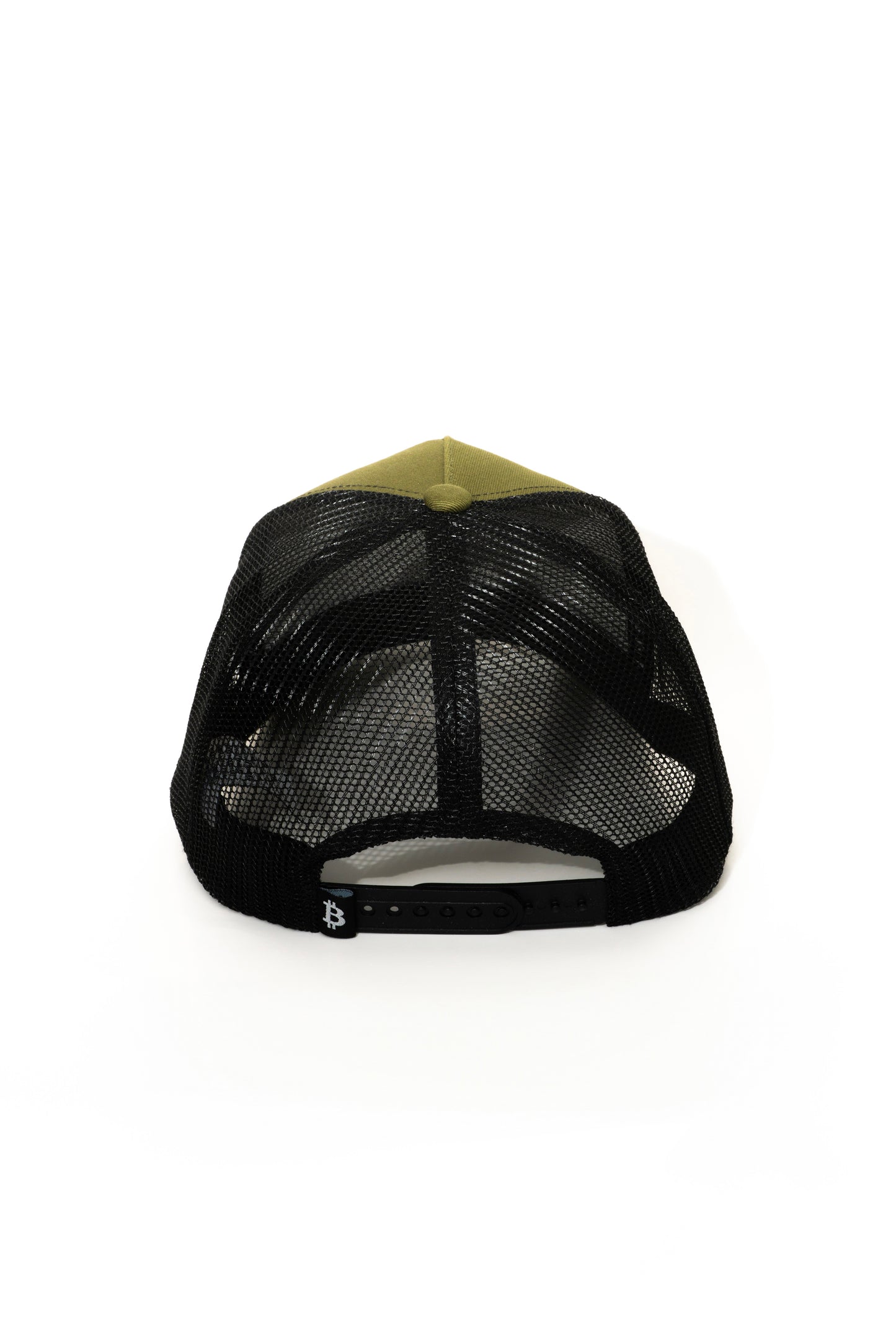 Military Green Bitcoin Trucker Hat - High-Crown Structured Cap
