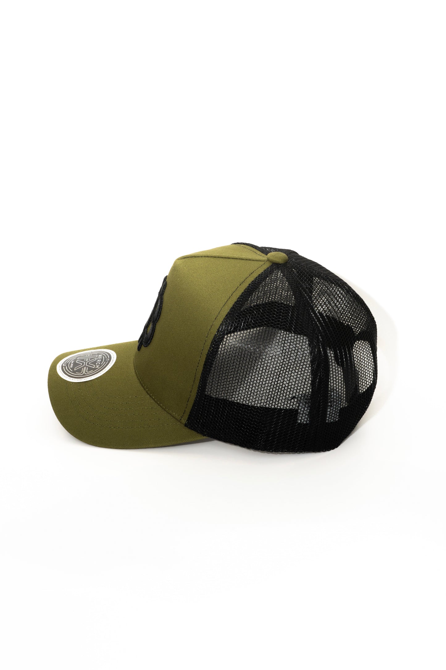 Military Green Bitcoin Trucker Hat - High-Crown Structured Cap