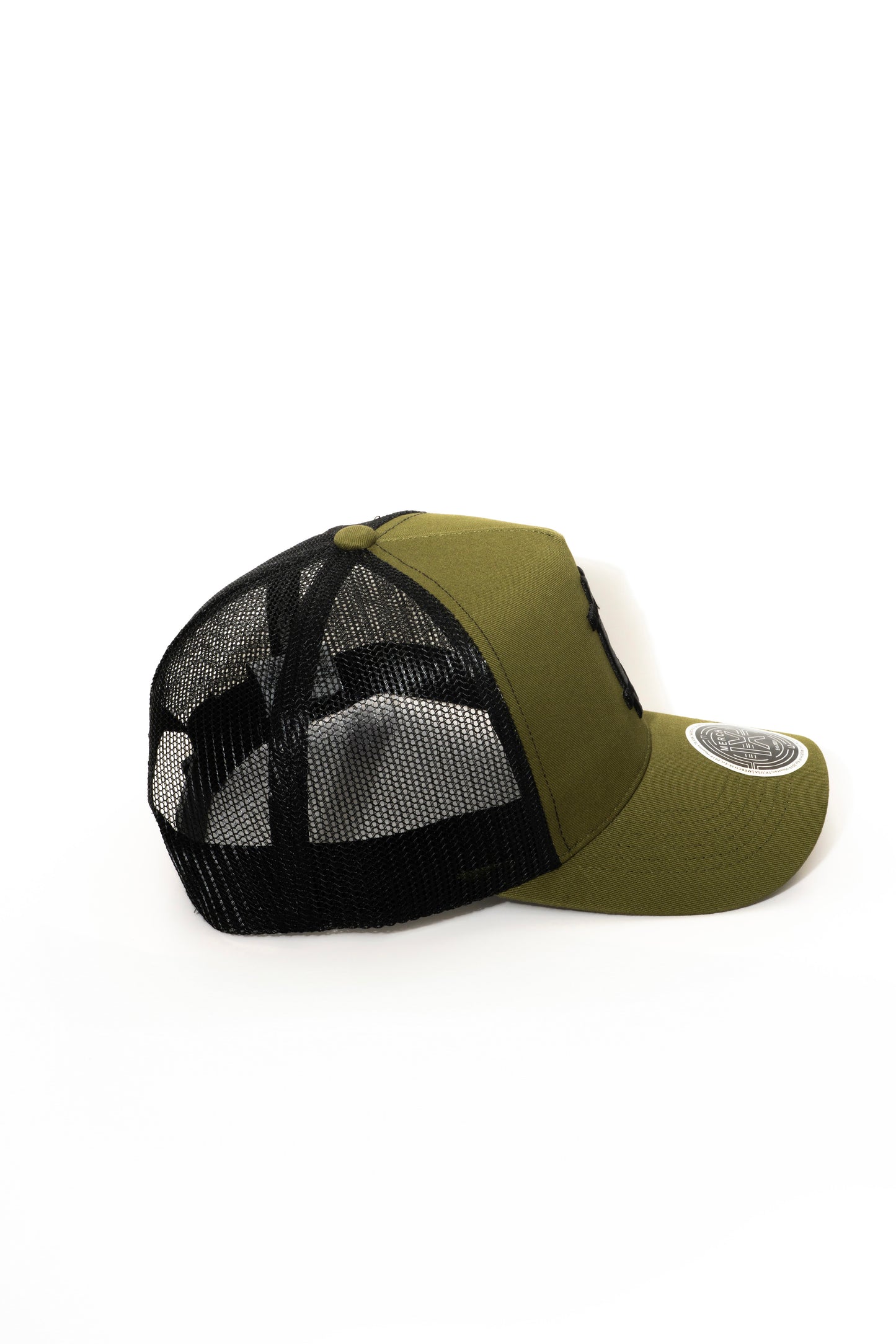 Military Green Bitcoin Trucker Hat - High-Crown Structured Cap