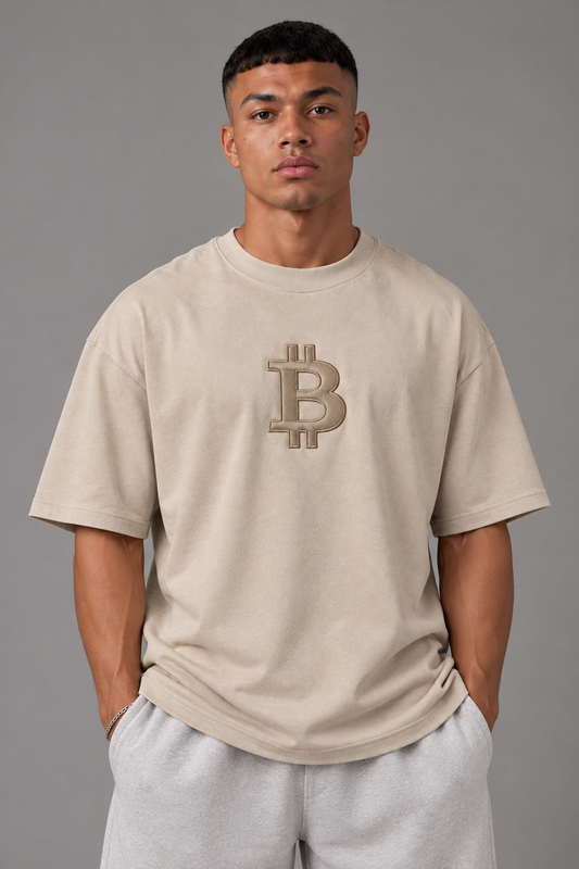 Merch IX Tonal Bitcoin Heavyweight Tee - Stone