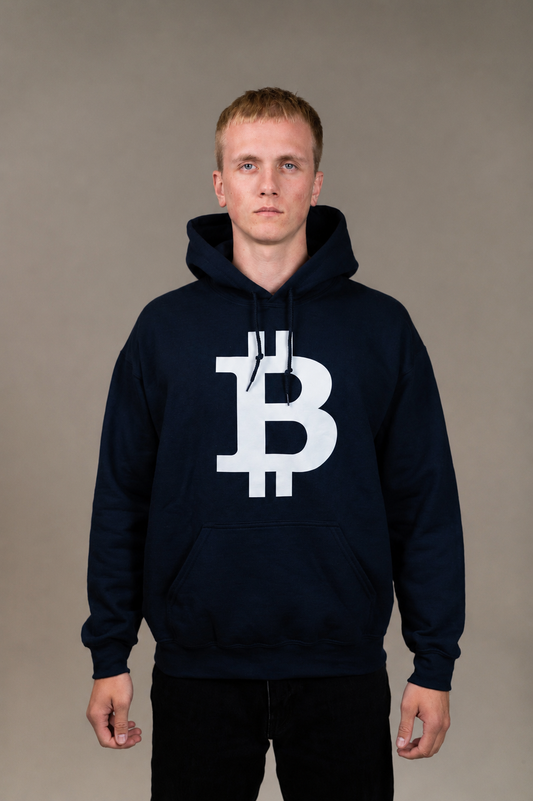 Bitcoin Symbol Hoodie - Deep Navy