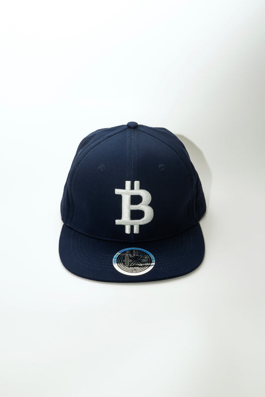 Merch IX Bitcoin Flat-Brim Strapback - Navy