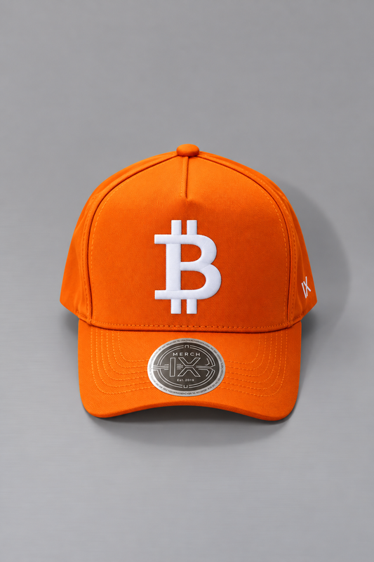 Merch IX High-Crown Bitcoin Strapback - Satoshi Orange
