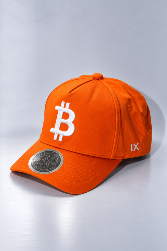 Merch IX High-Crown Bitcoin Strapback - Satoshi Orange