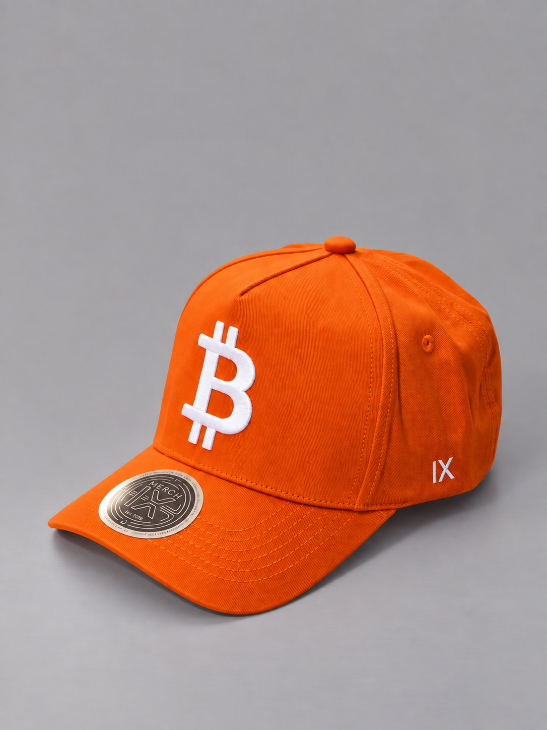 Merch IX High-Crown Bitcoin Strapback - Satoshi Orange