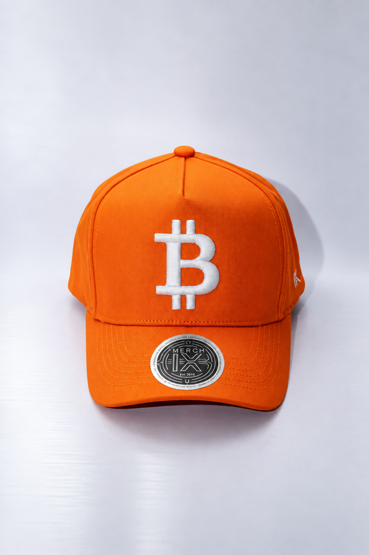 Merch IX High-Crown Bitcoin Strapback - Satoshi Orange