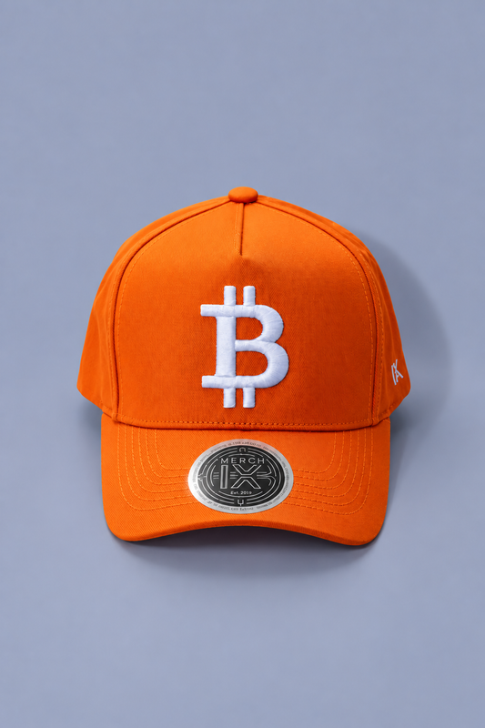 Merch IX High-Crown Bitcoin Strapback - Satoshi Orange