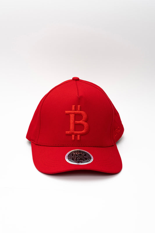 Red Bitcoin Snapback - High-Crown Structured Cap