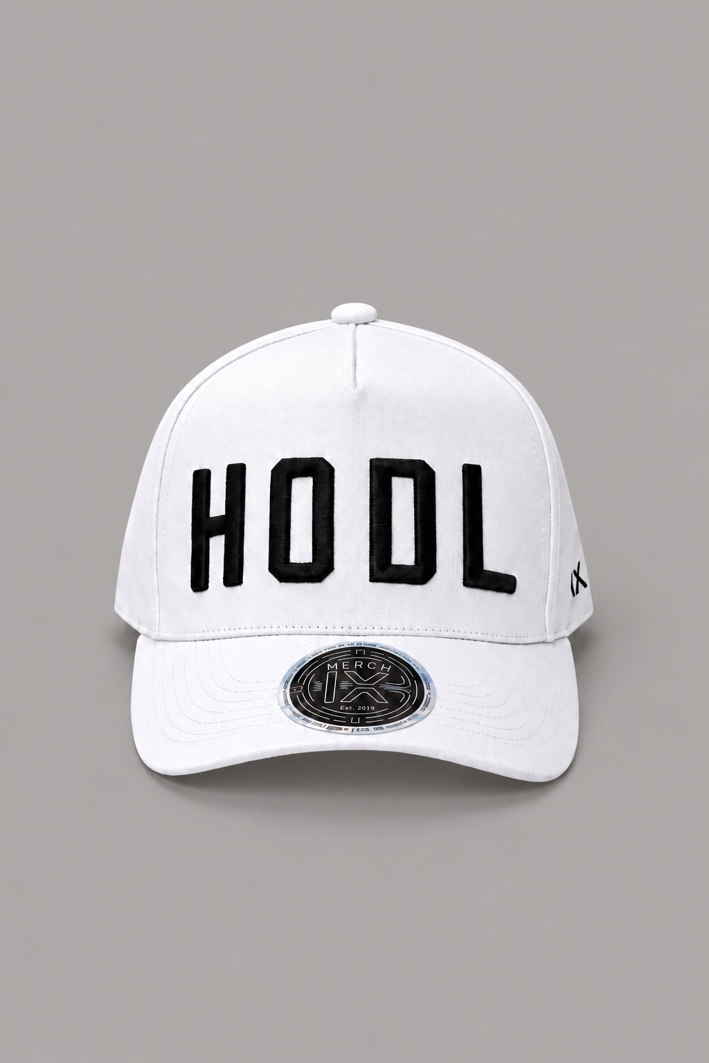 White Bitcoin HODL Hat - High-Crown Strapback