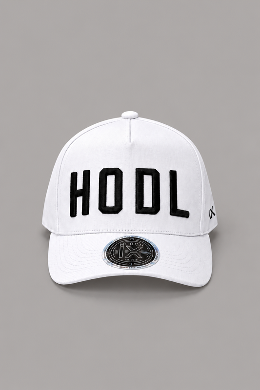 White Bitcoin HODL Hat - High-Crown Strapback