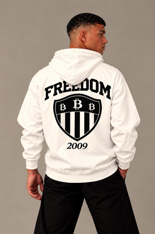 Bitcoin Freedom Shield Hoodie - White | Merch IX