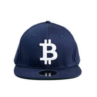 Flat Brim Navy Bitcoin Hat Front Shot